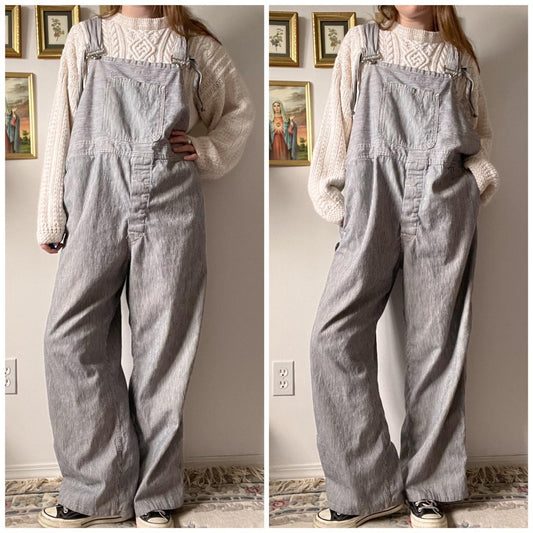 Vintage hickory stripe overalls (XL)