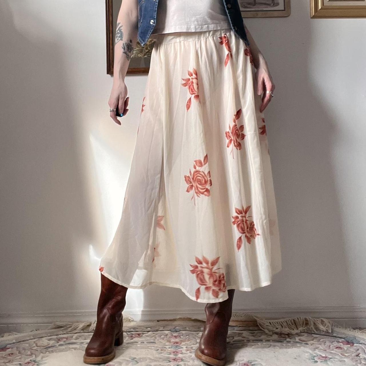 Romantic sheer rose maxi skirt (S)