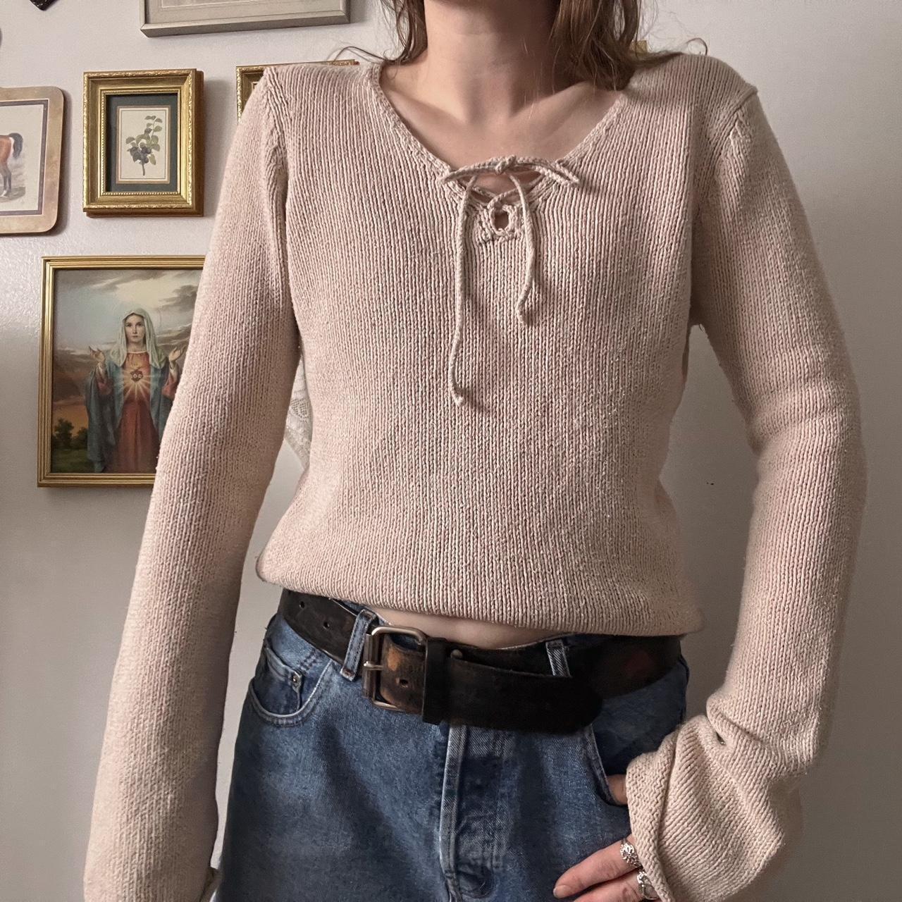 Cream y2k knit sweater (M)