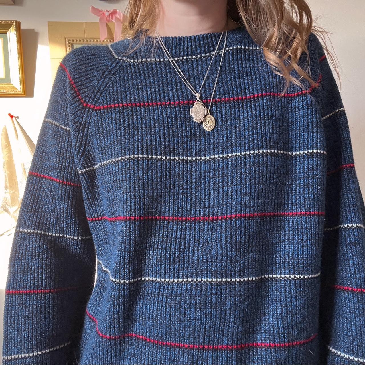 Slouchy navy striped sweater (L)