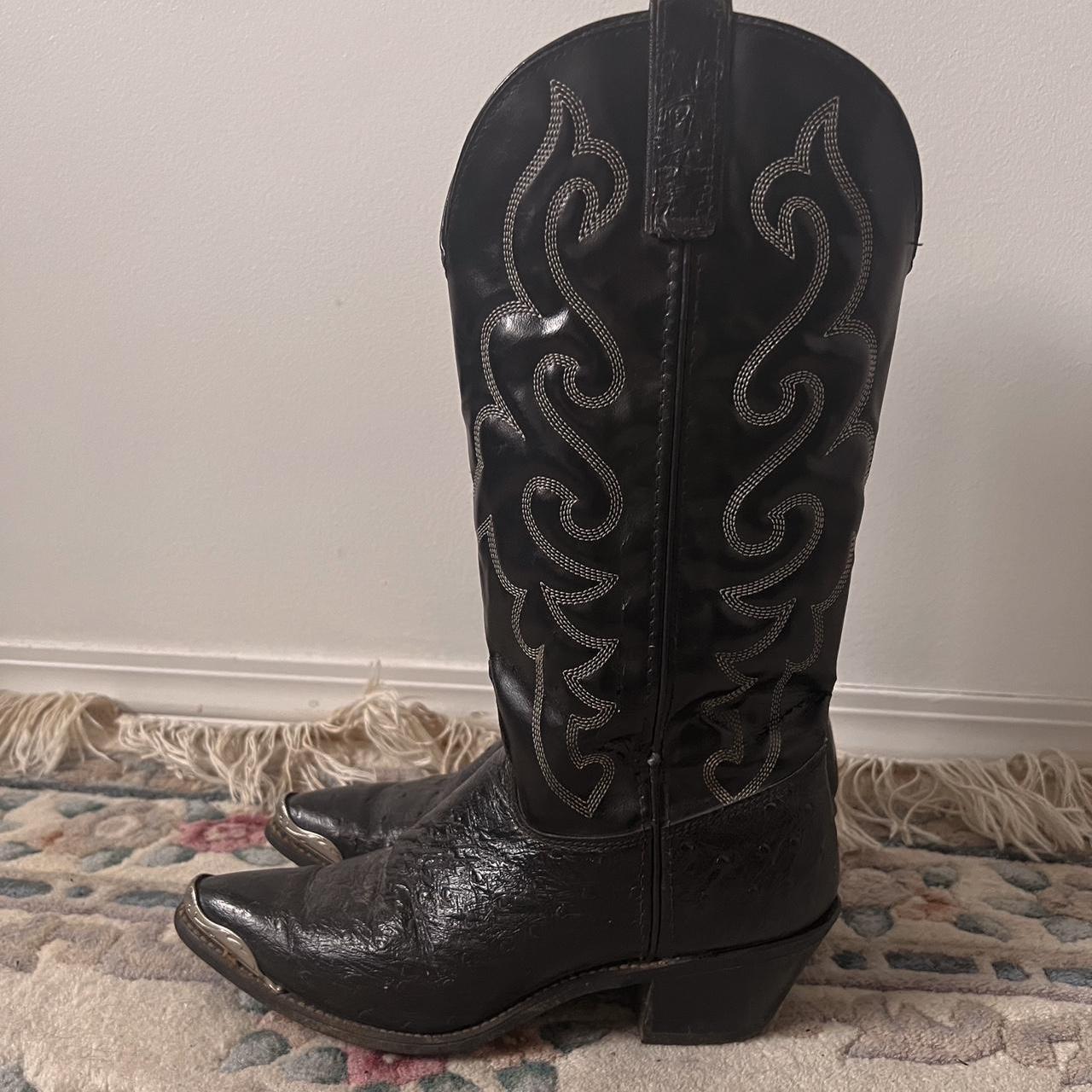 Black leather cowboy boots (8)