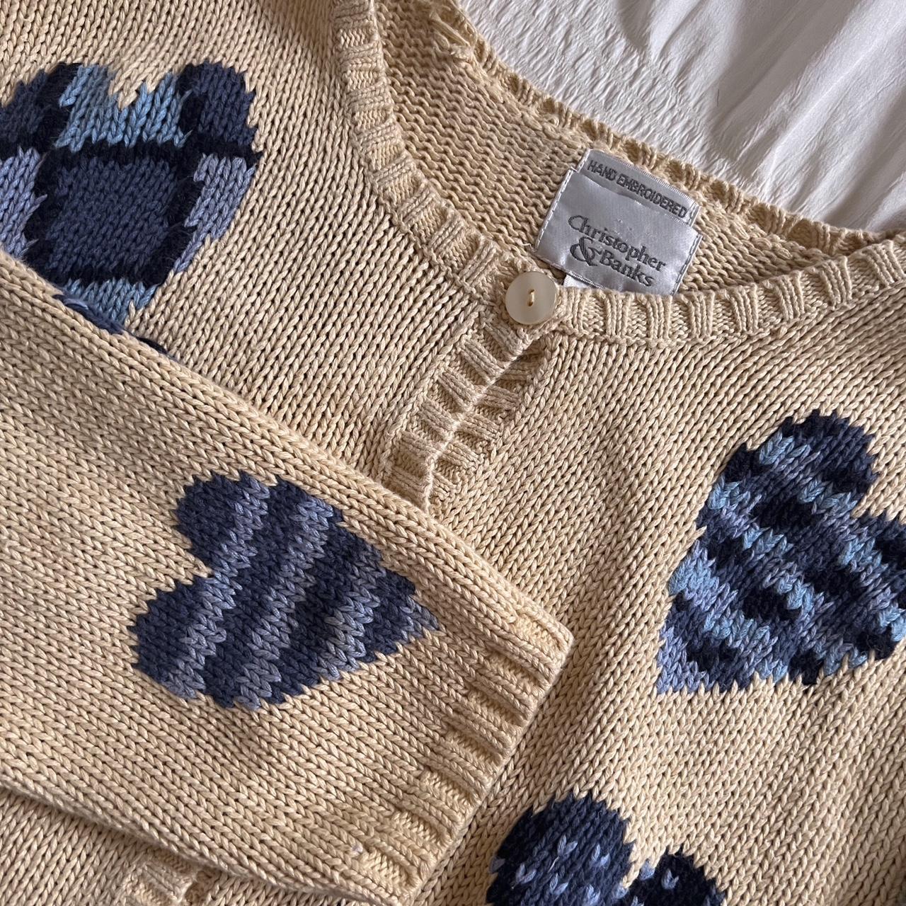 Cream knit hearts cardigan (XL)