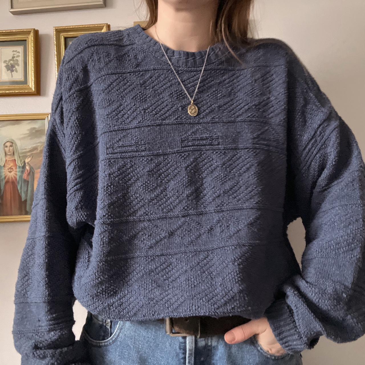 90's navy textured knit sweater (XL)