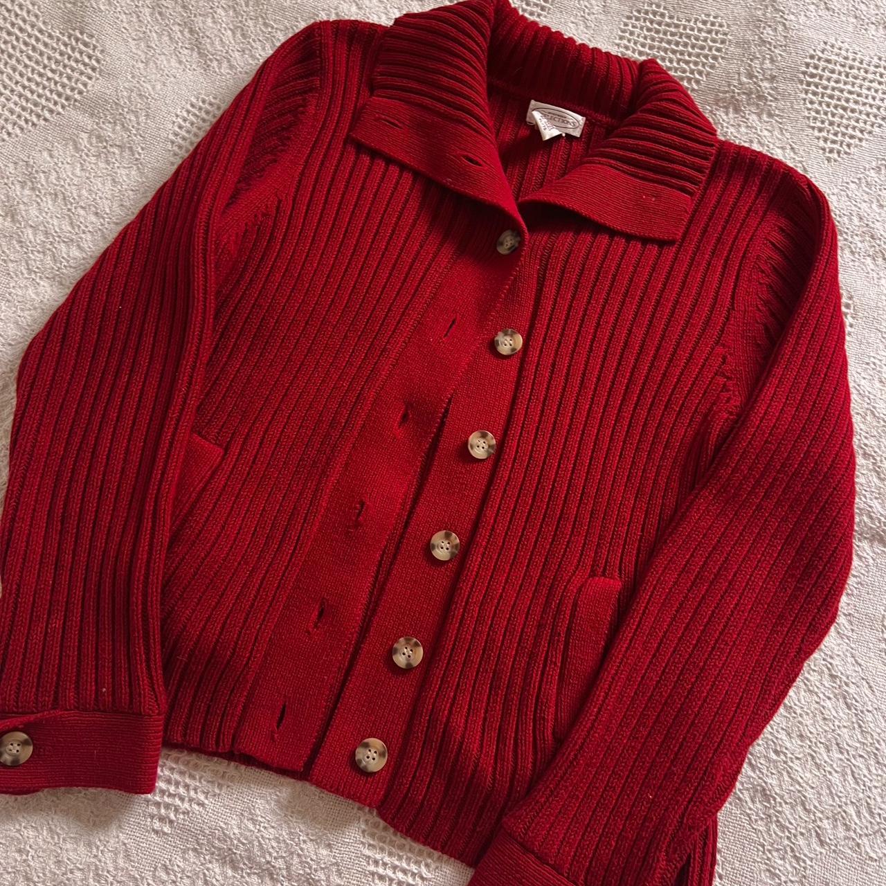 Red ribbed knit cardigan (L)