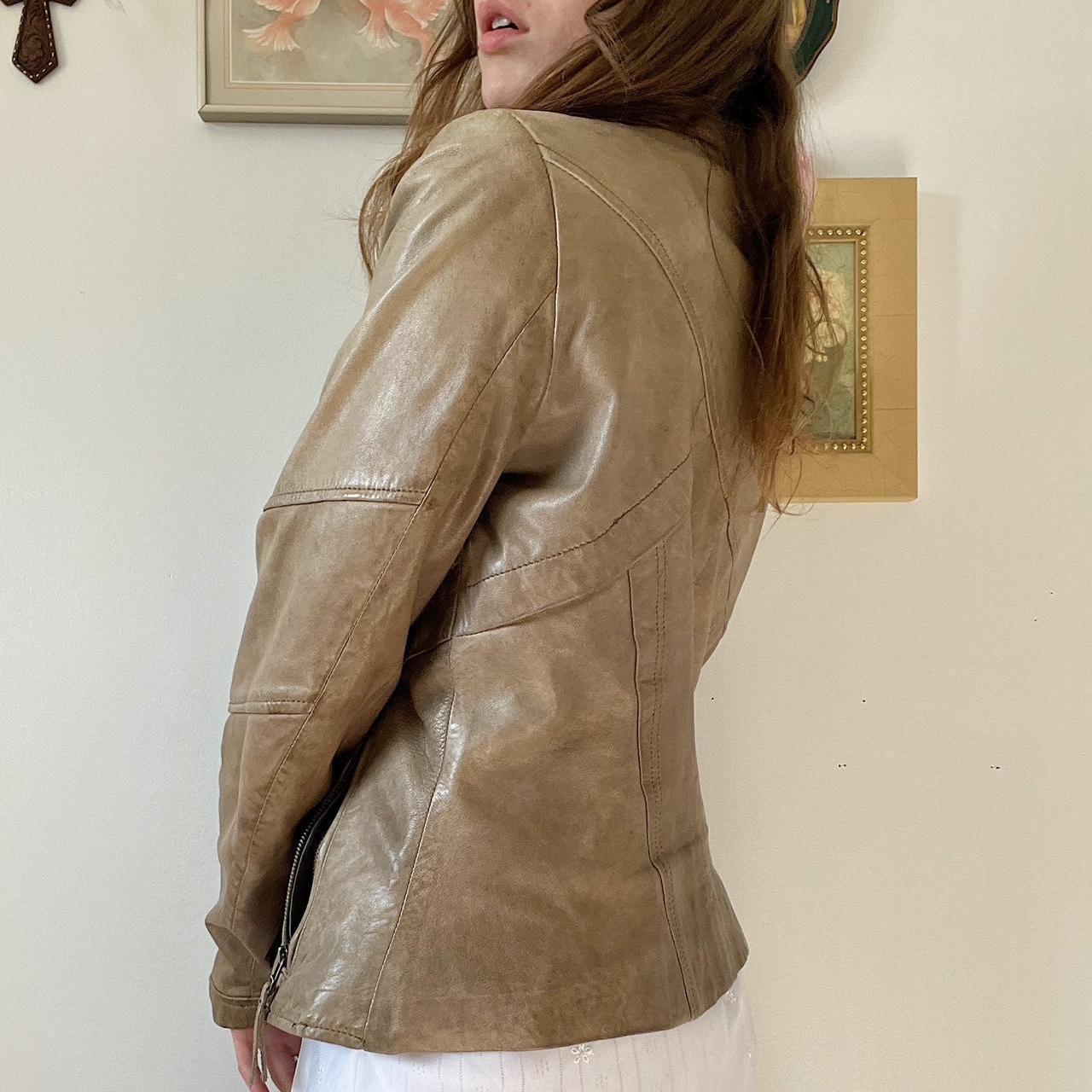 Fawn brown leather jacket (M)