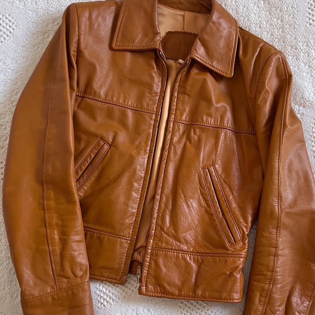 Caramel vintage leather jacket (S)