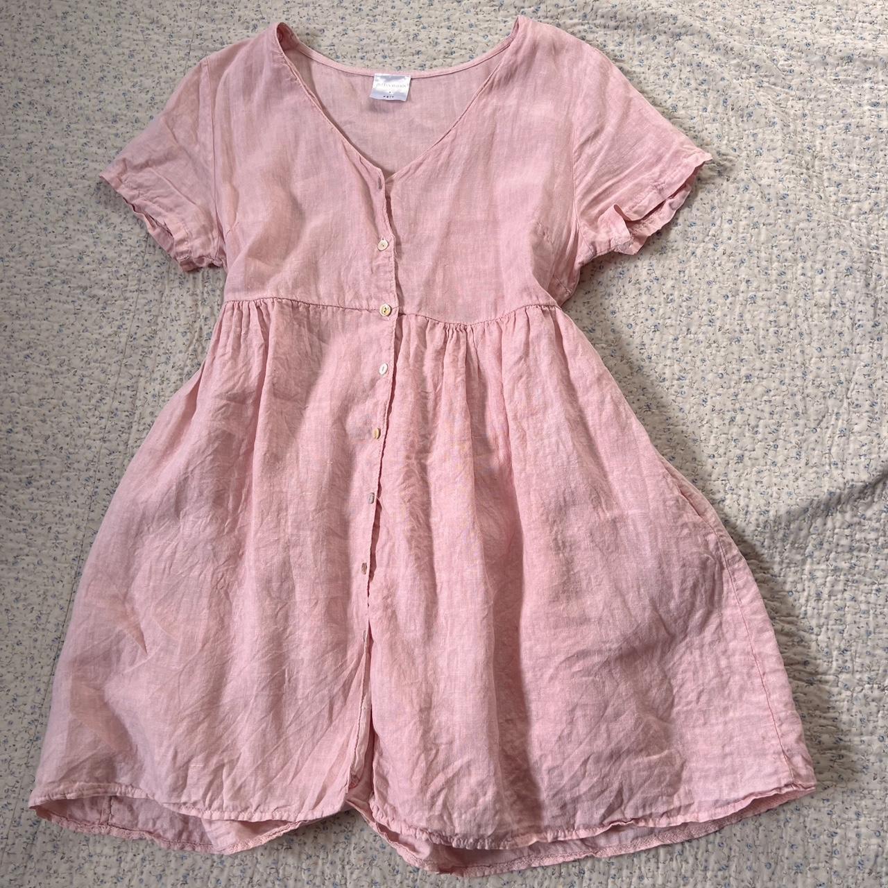 Linen babydoll mini dress (L)