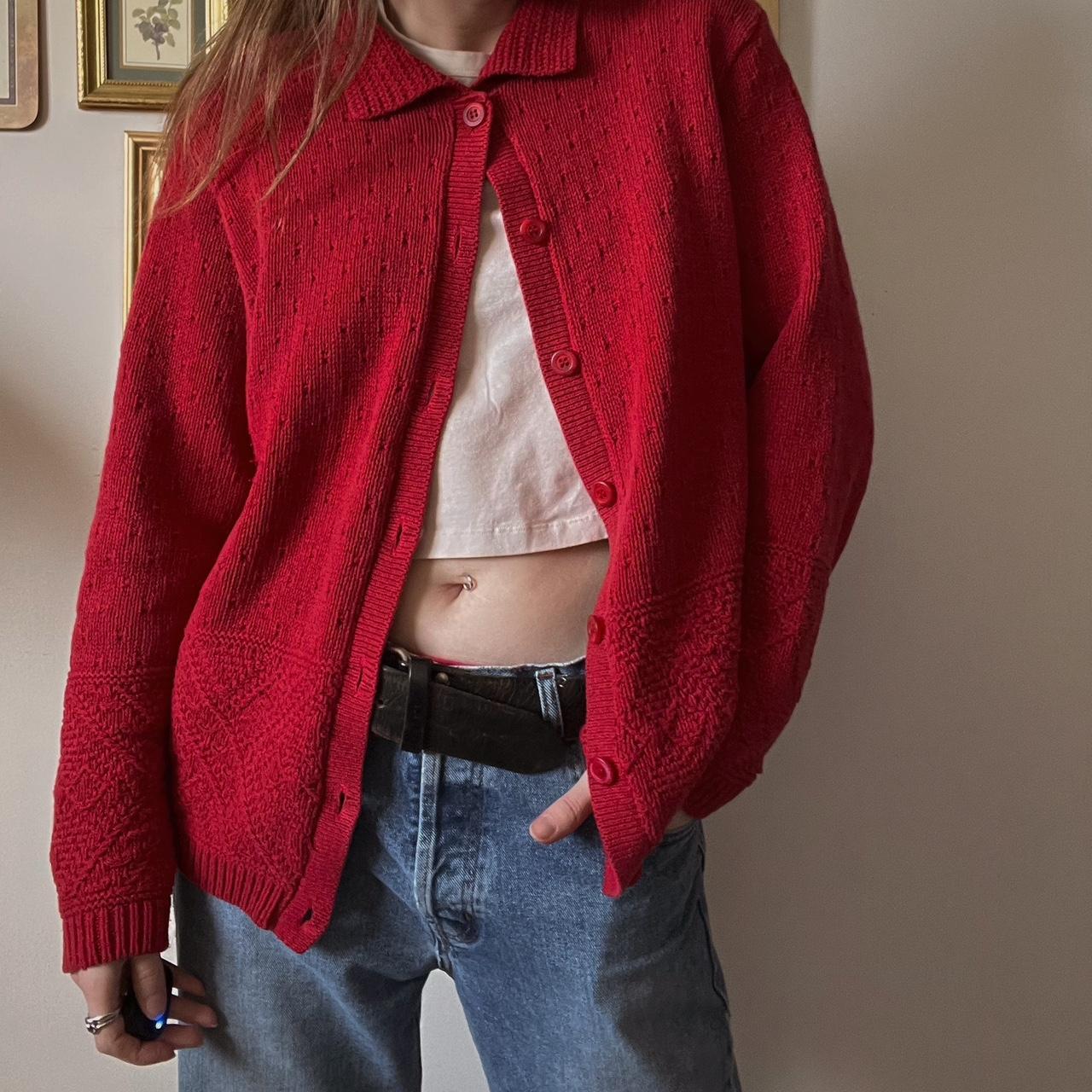 Red slouch knit cardigan (L)