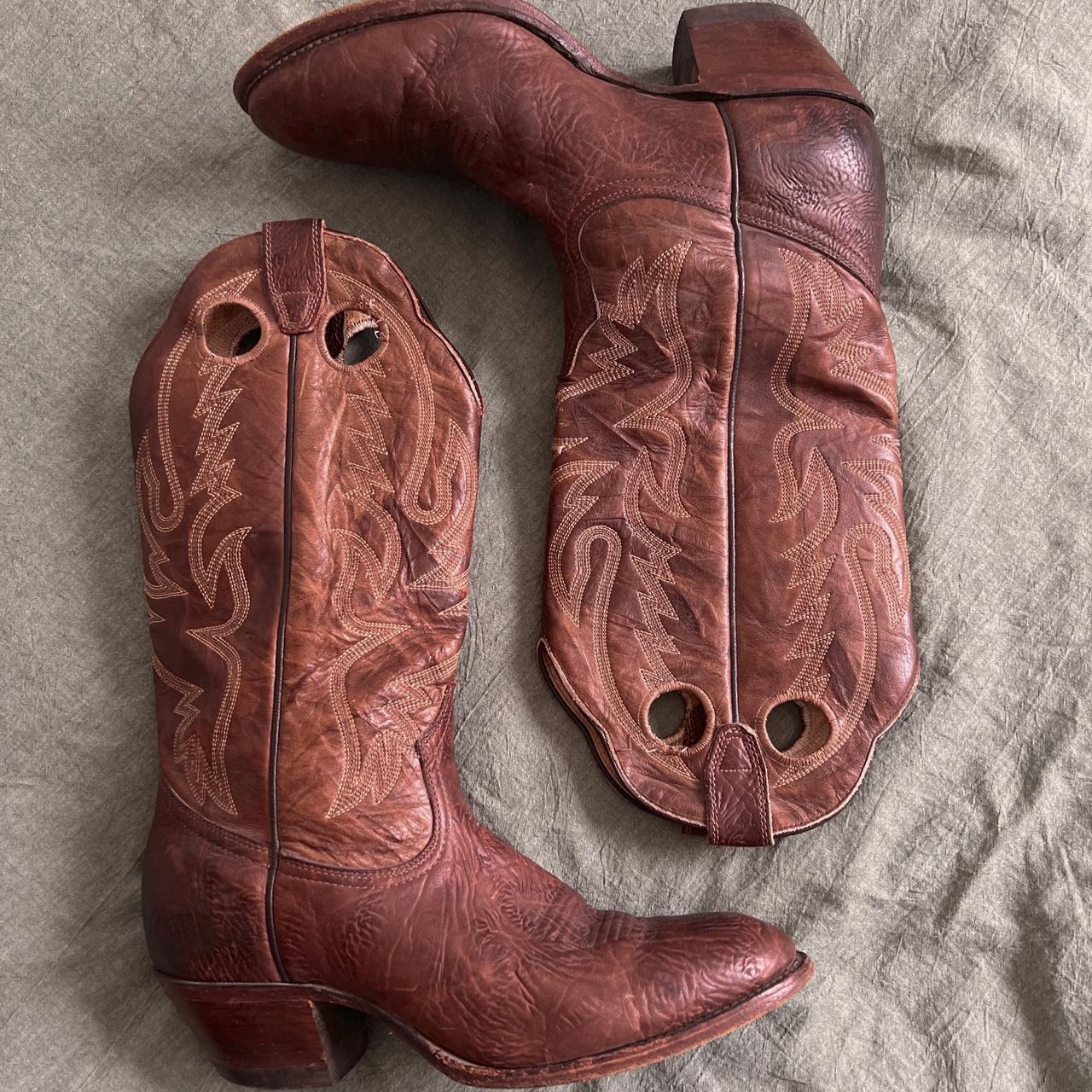 Brown leather boulet cowboy boots (10-10.5)