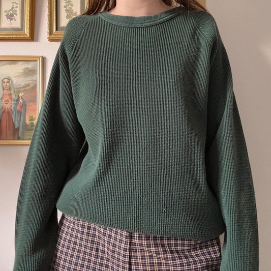 Spruce green waffle knit top (M)