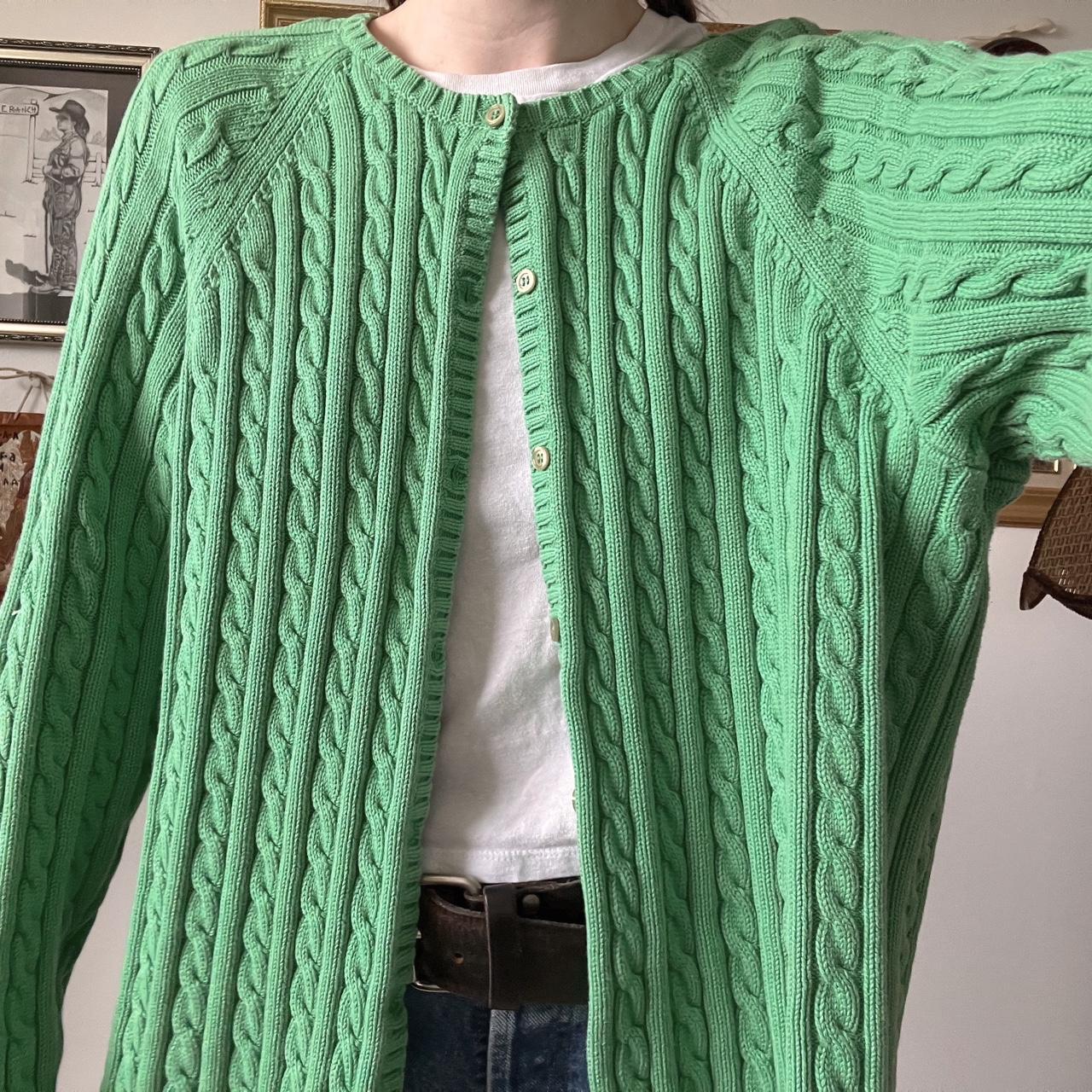 Spring green cable knit cardigan (L)