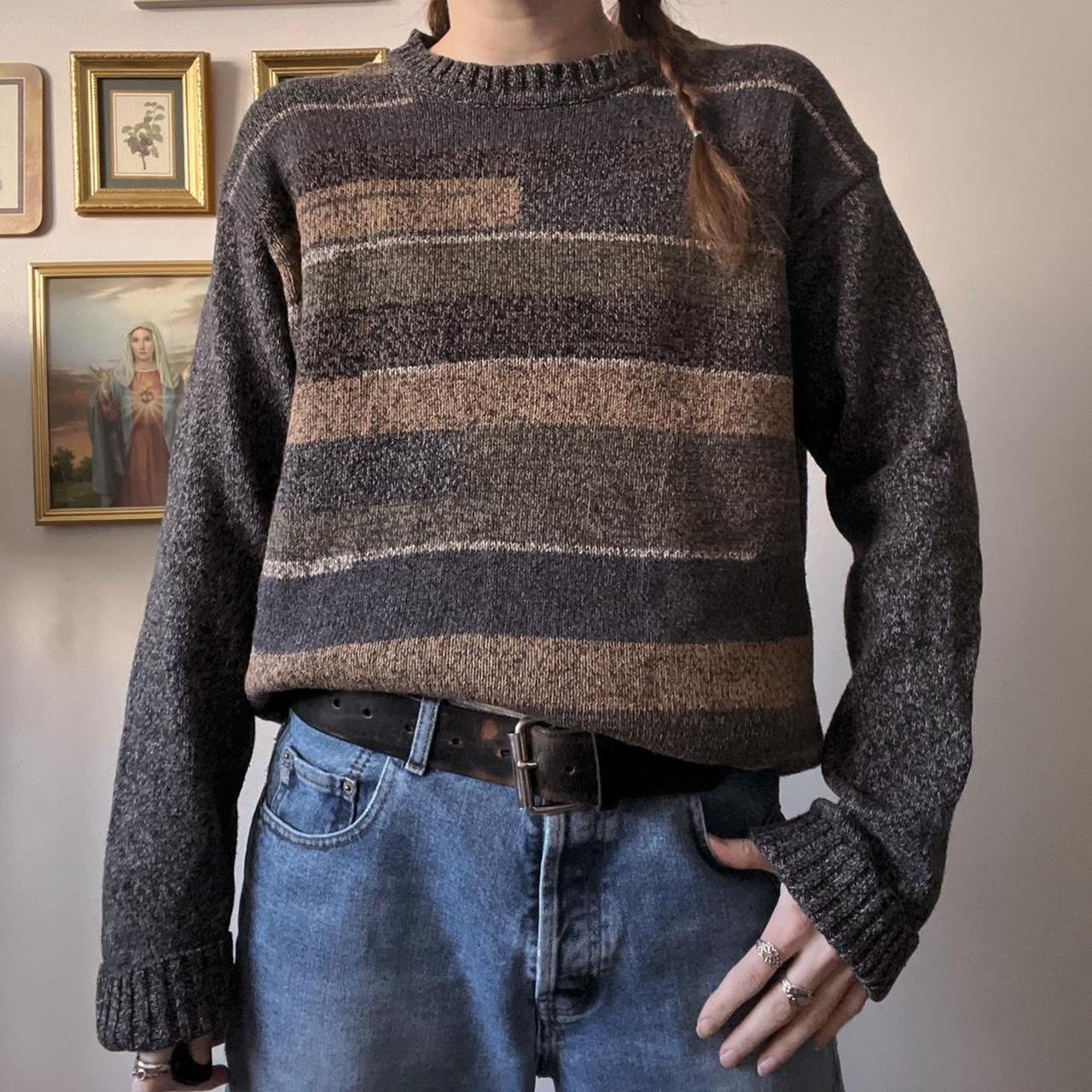 Cozy striped ash knit jumper (M)