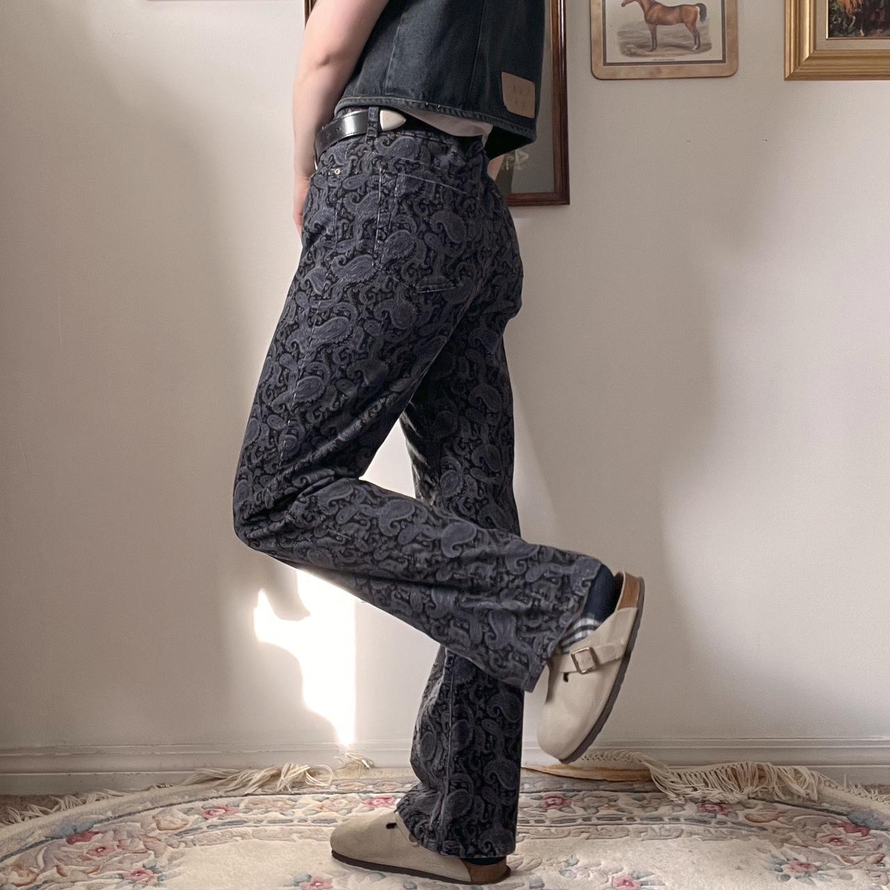 Blue paisley corduroy pants (M)