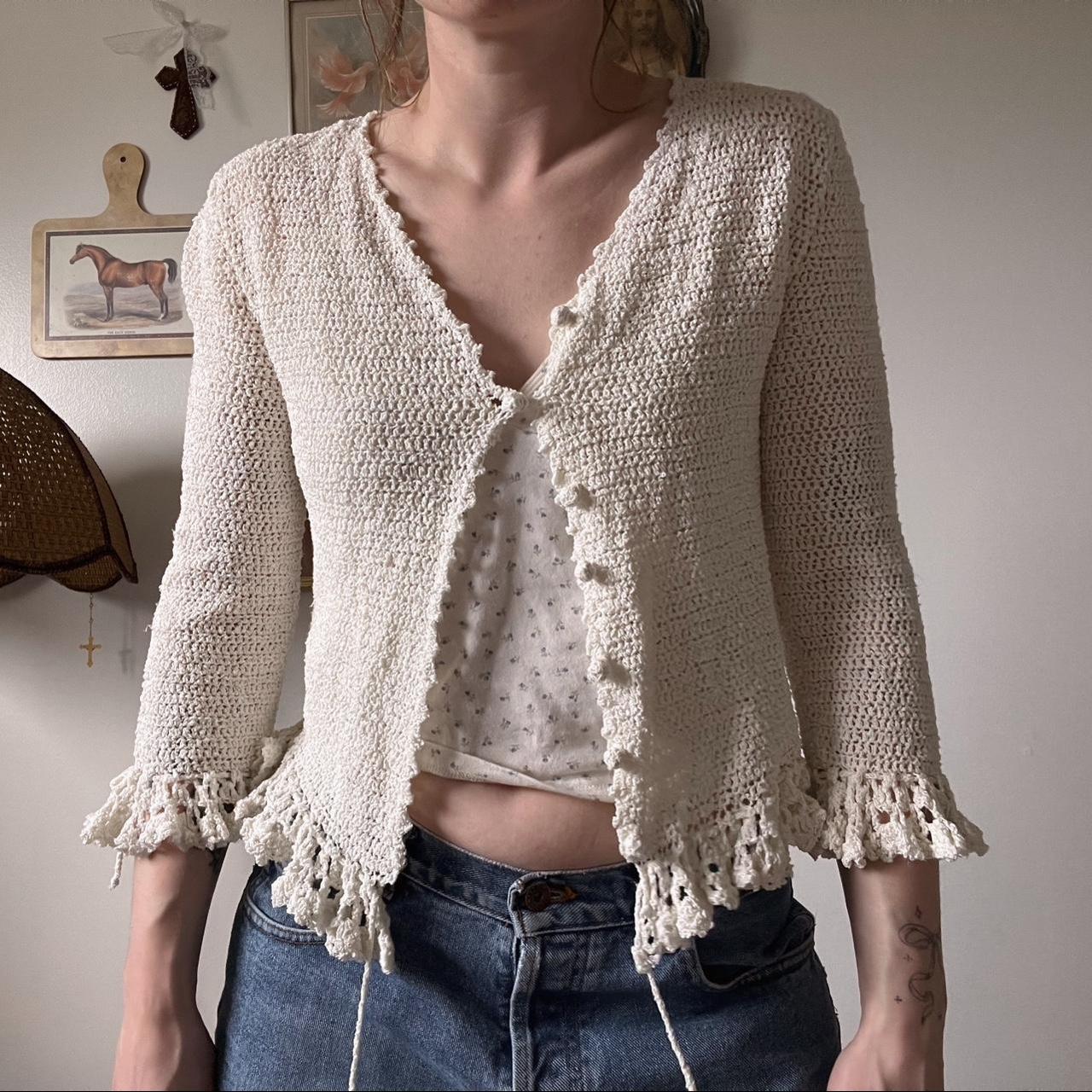 Frilly knit cardigan (S)