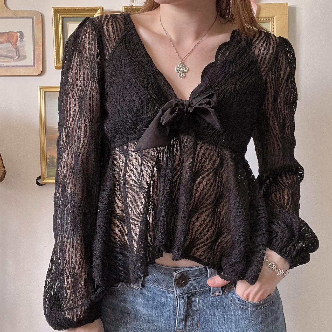 Free people black lace top (M)