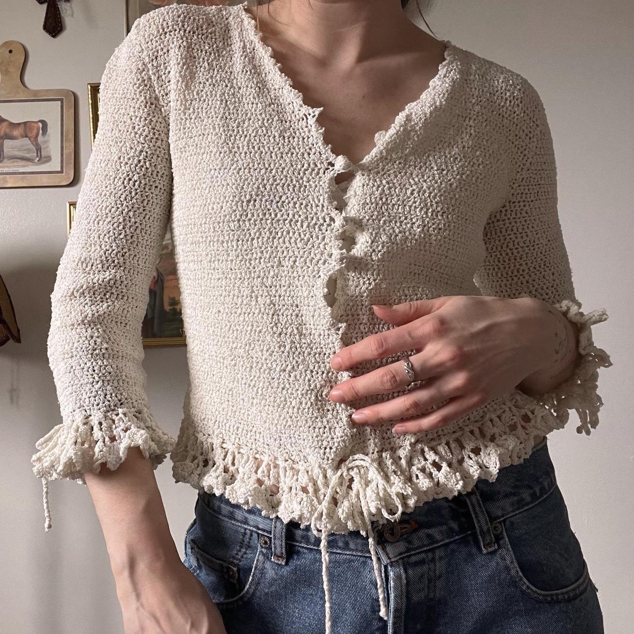 Frilly knit cardigan (S)