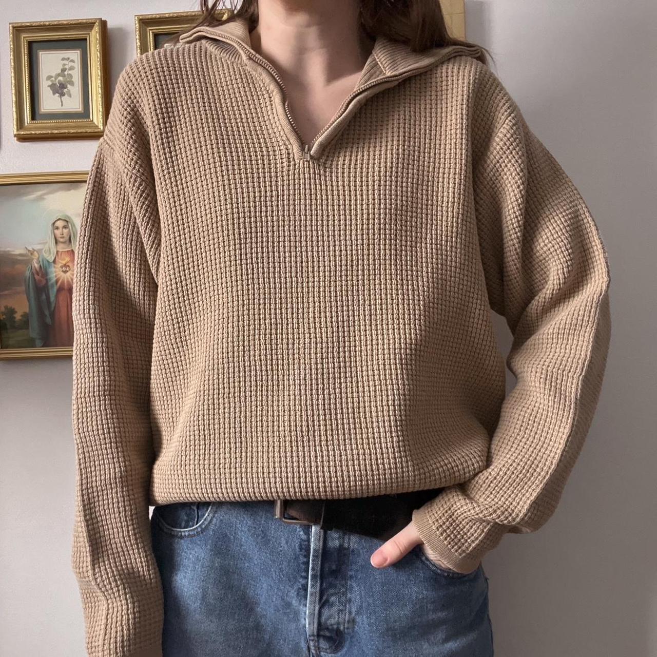 Waffle knit quarter zip sweater (M)