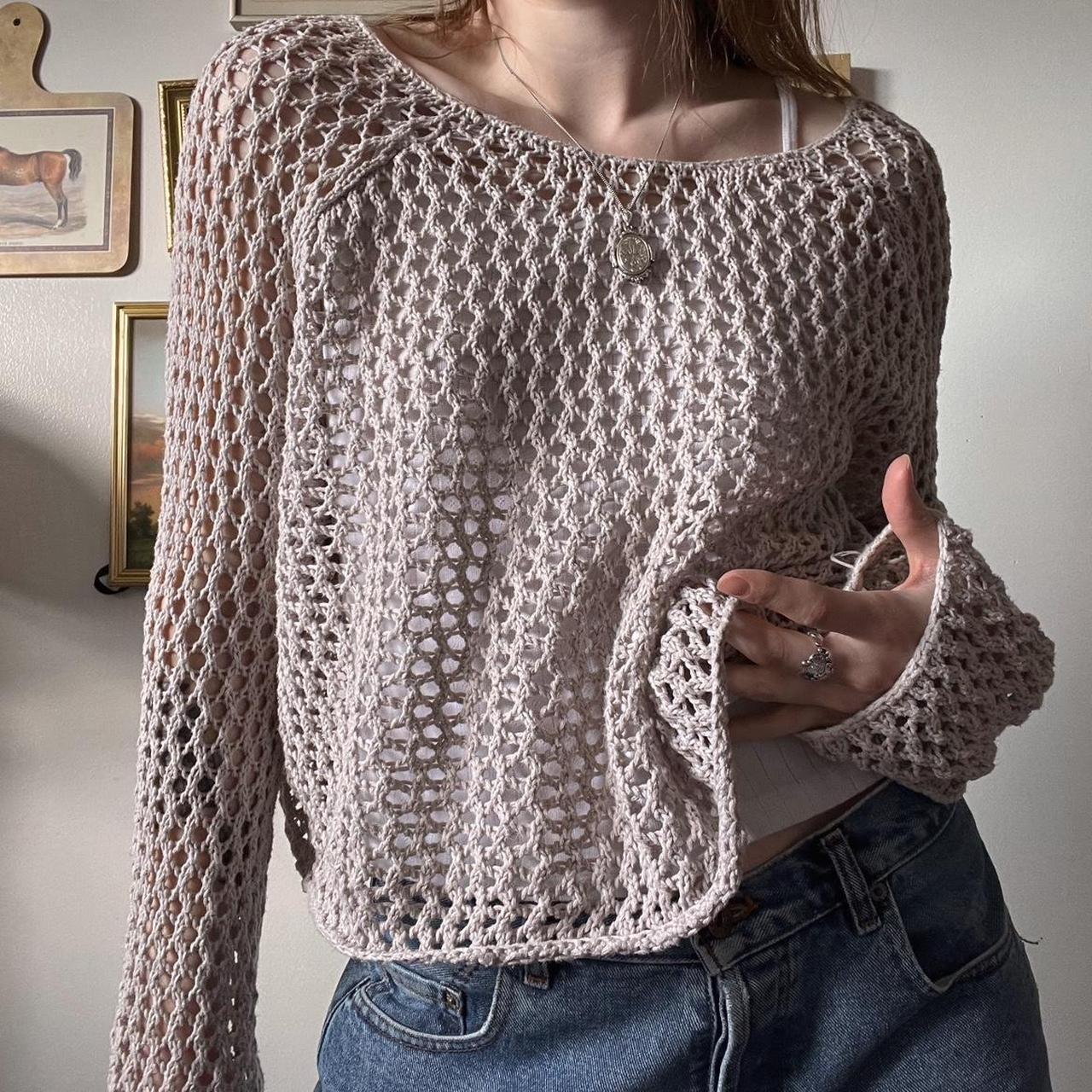 Slouchy fishnet knit sweater (M)