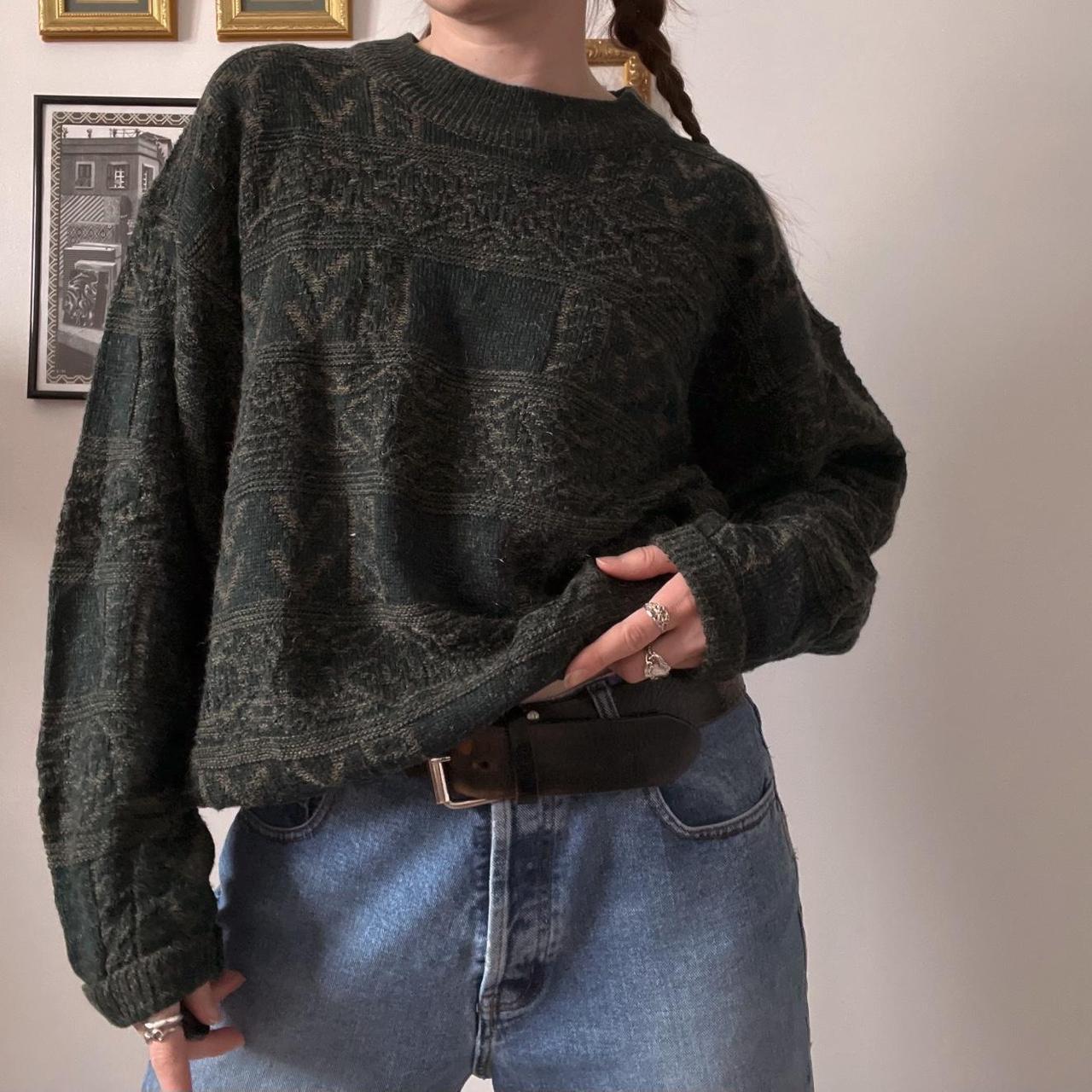 Forest green knit sweater (M)