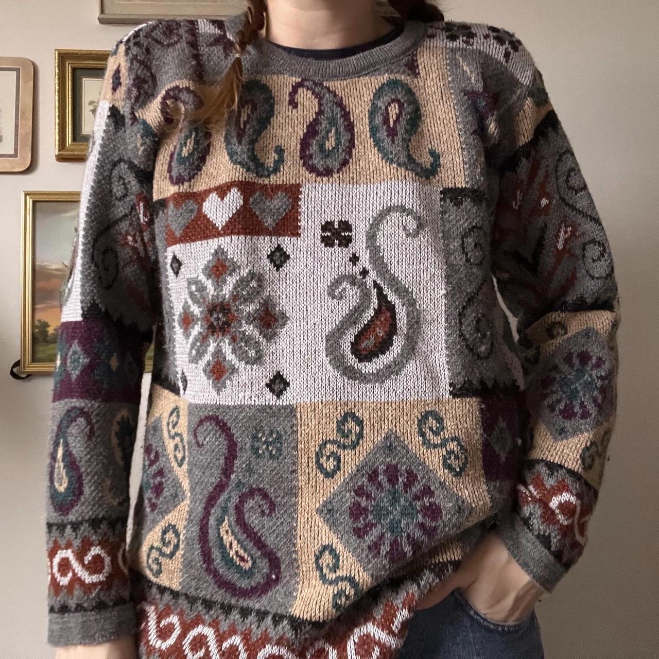 Vintage paisley knit sweater (L)