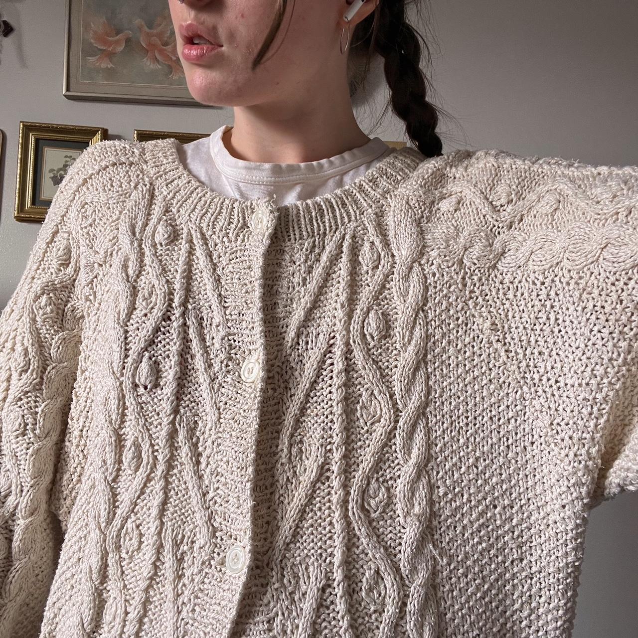 Cream silk blend knit cardigan (L)