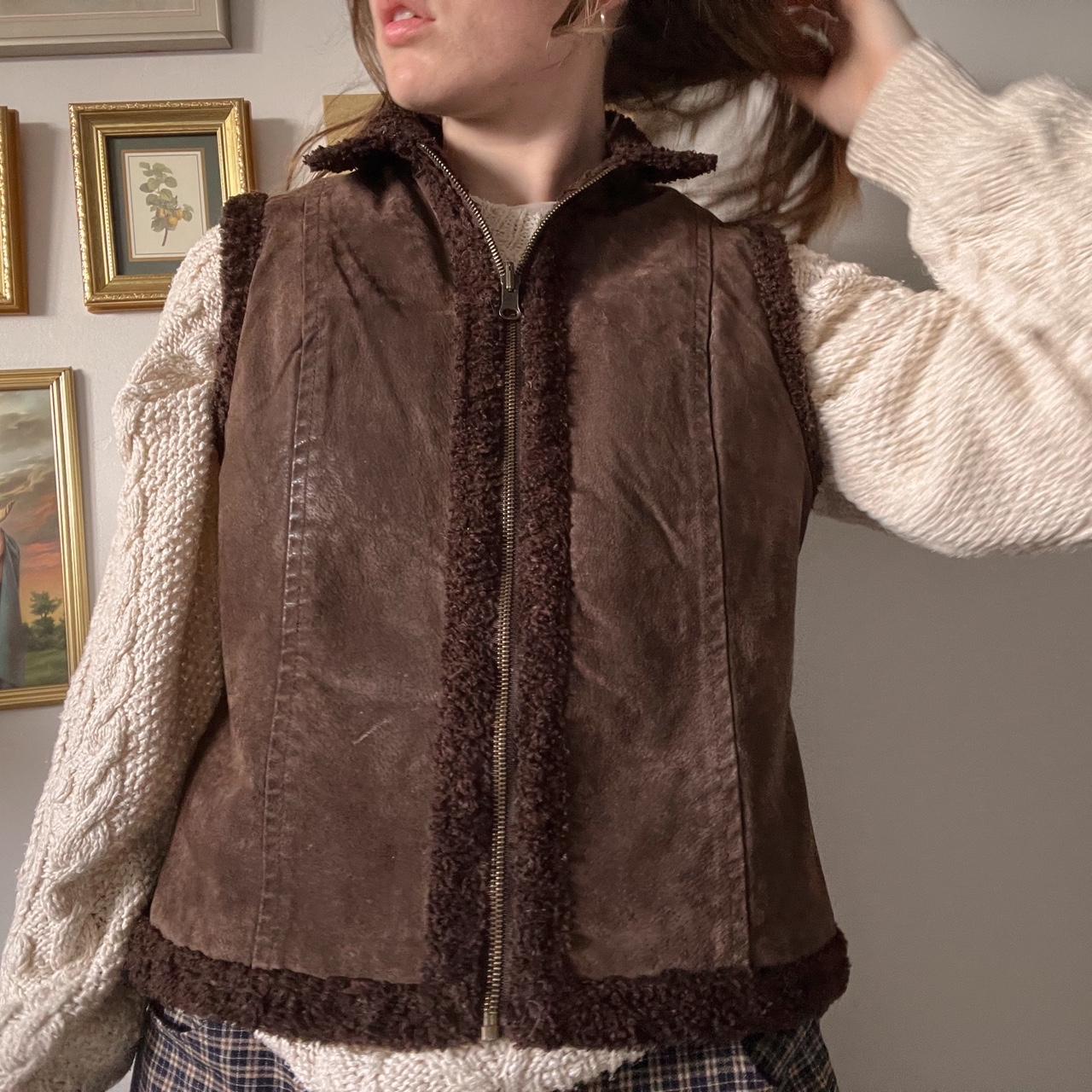 Brown suede reversible vest (M)