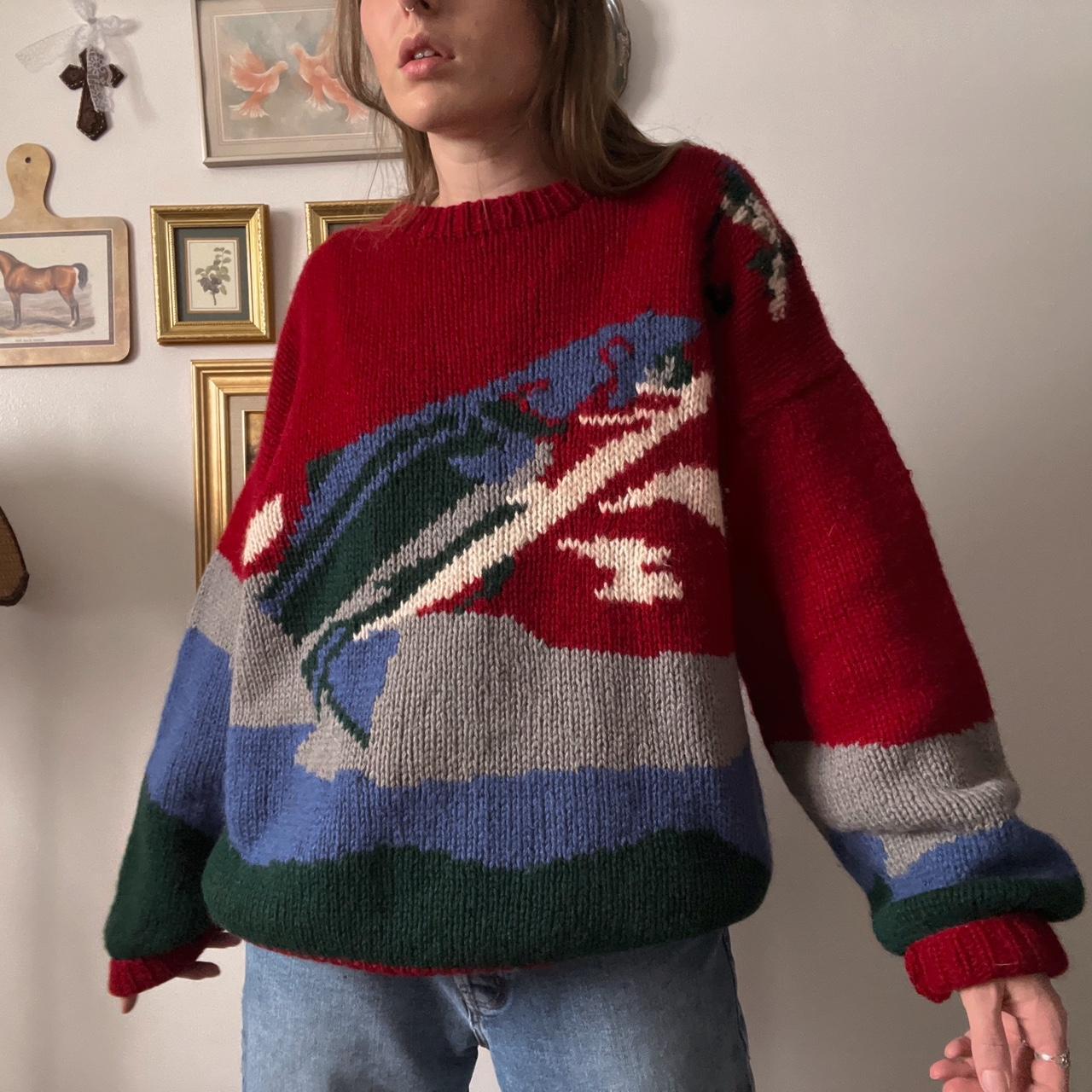 Big trout wool knit sweater (L)