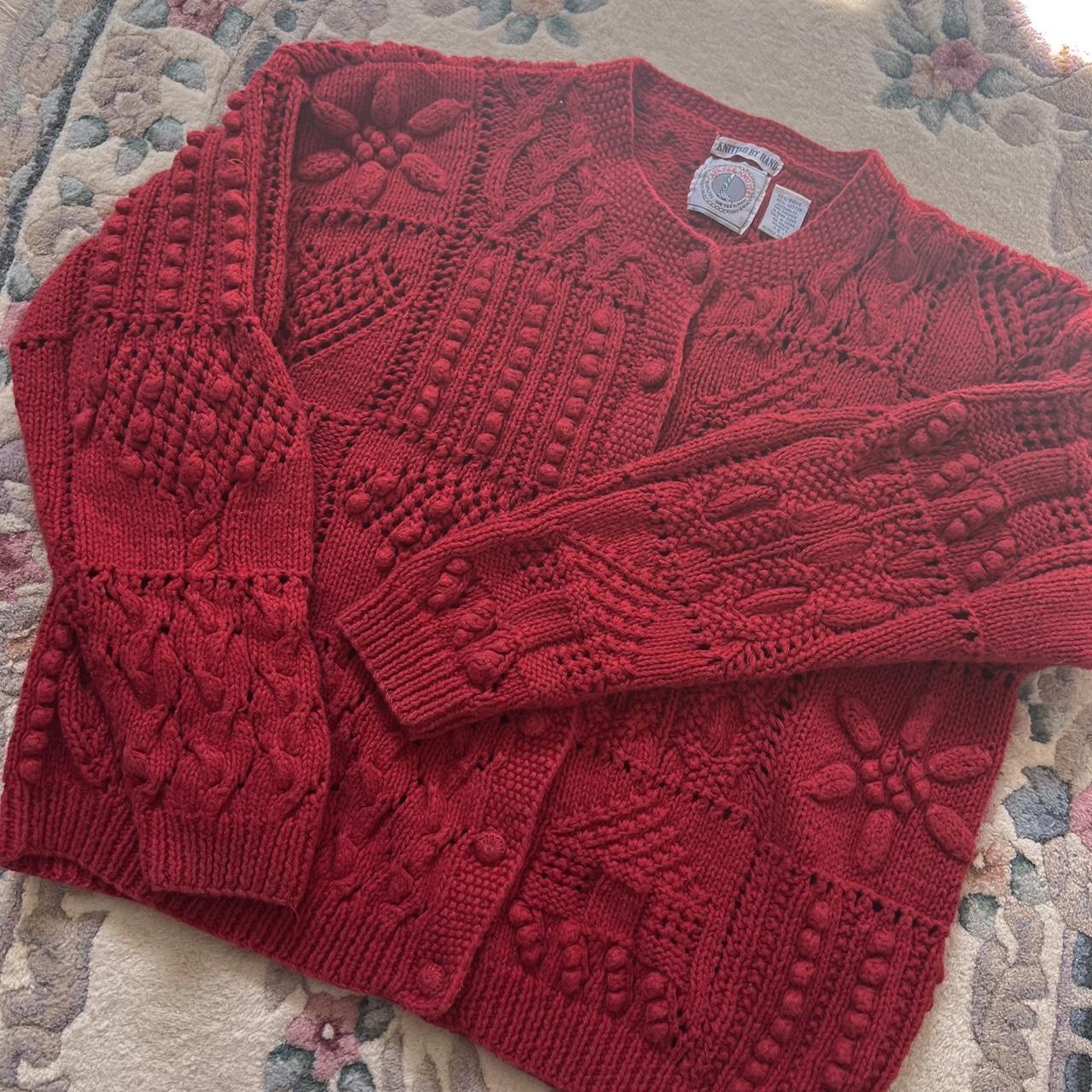 Cherry red knit cardigan (S)