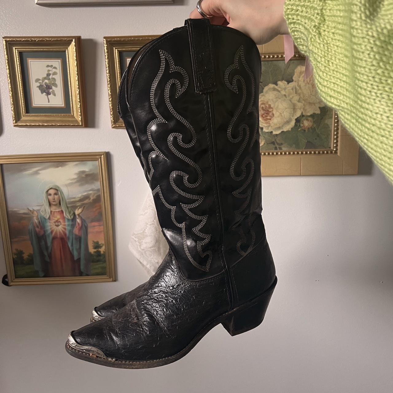 Black leather cowboy boots (8)