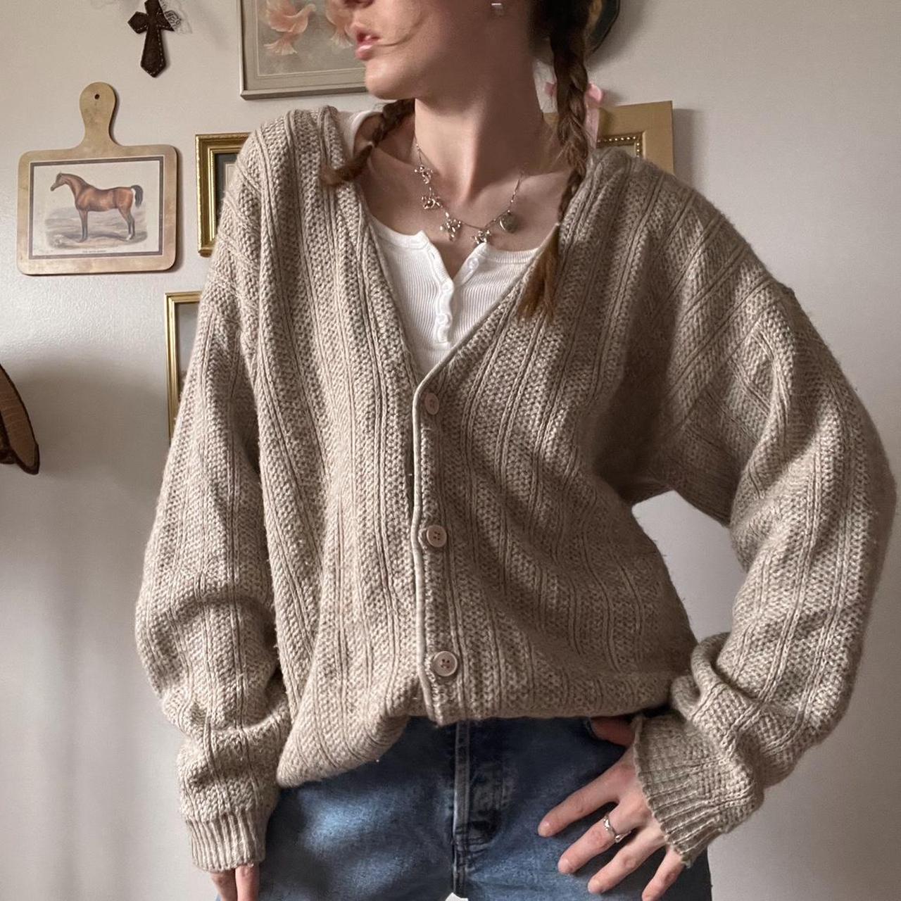 Slouchy oatmeal knit cardigan (L)