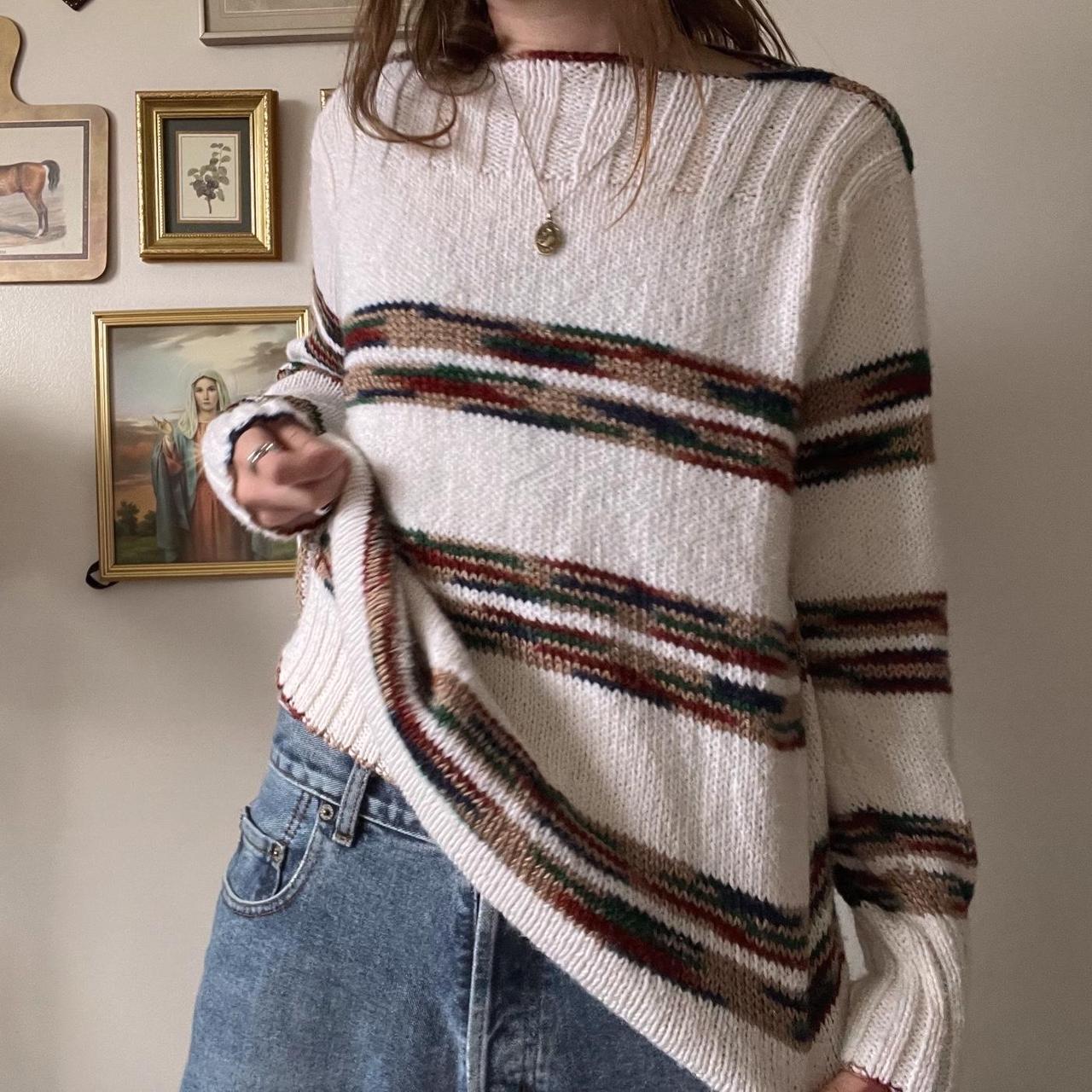 Cozy stripe knit sweater (M)