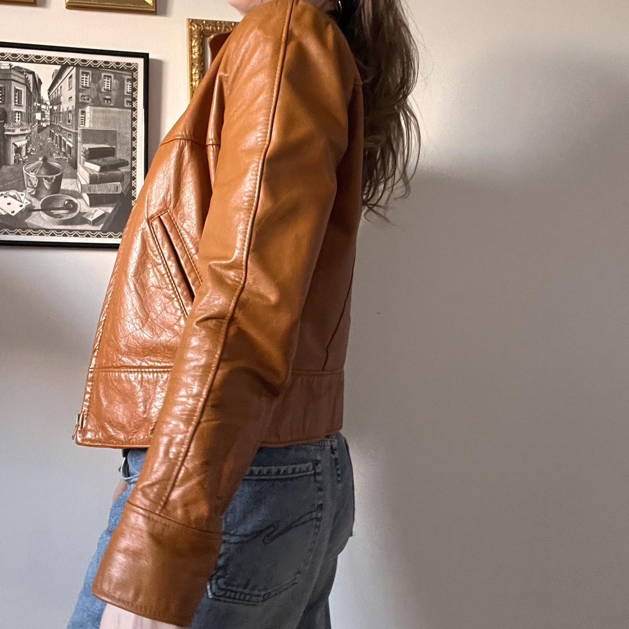 Caramel vintage leather jacket (S)