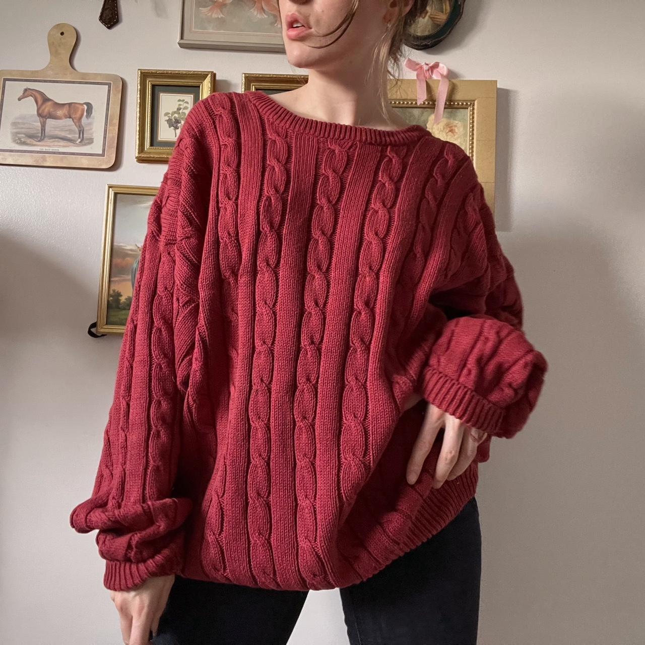 Dark red cable knit sweater (XL)