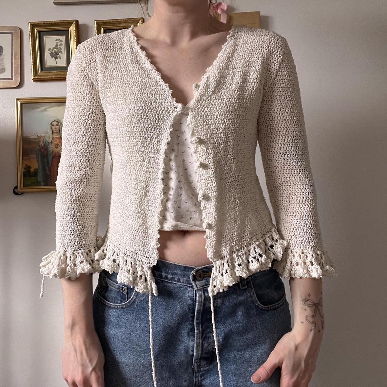 Frilly knit cardigan (S)