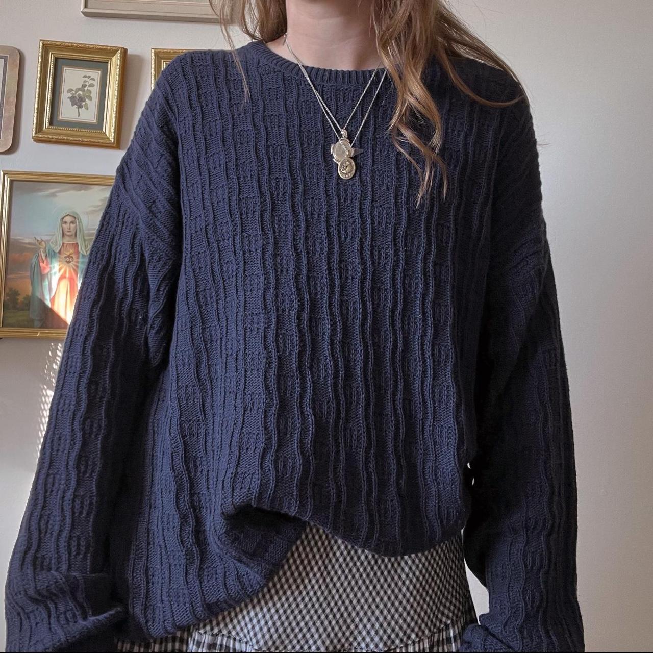 Vintage slouchy blue wave knit sweater (M/L)