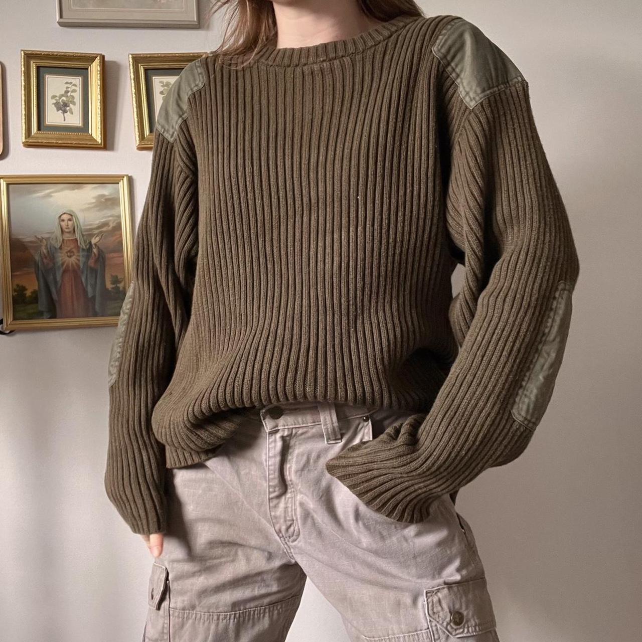 Vintage khaki knit sweater (L)