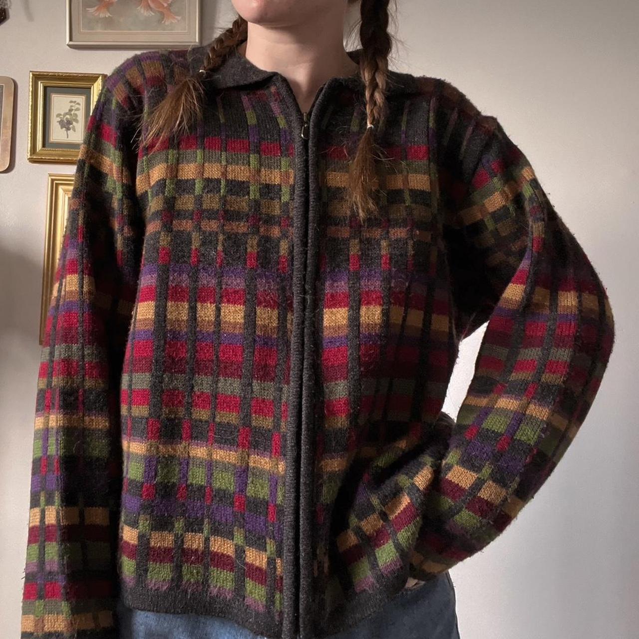 Vintage rainbow knit cardigan (M)