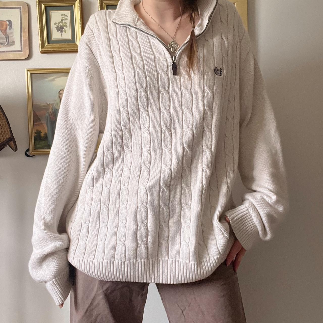 Oversized white cable knit (L)