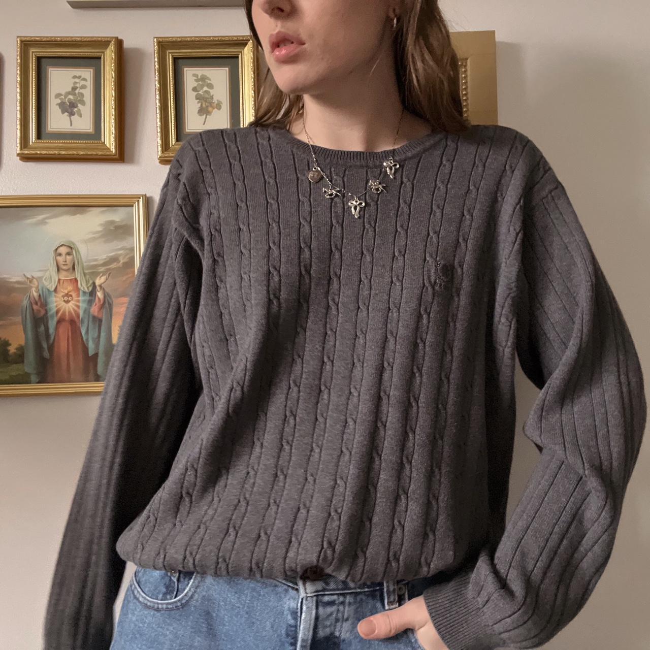 Charcoal grey cable knit (M)