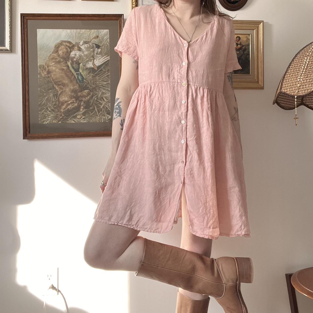 Linen babydoll mini dress (L)