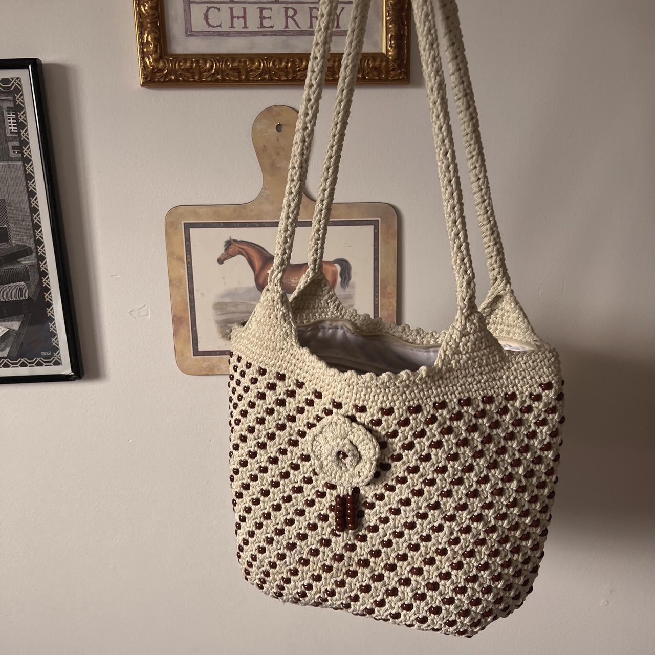 Cream woven tote bag