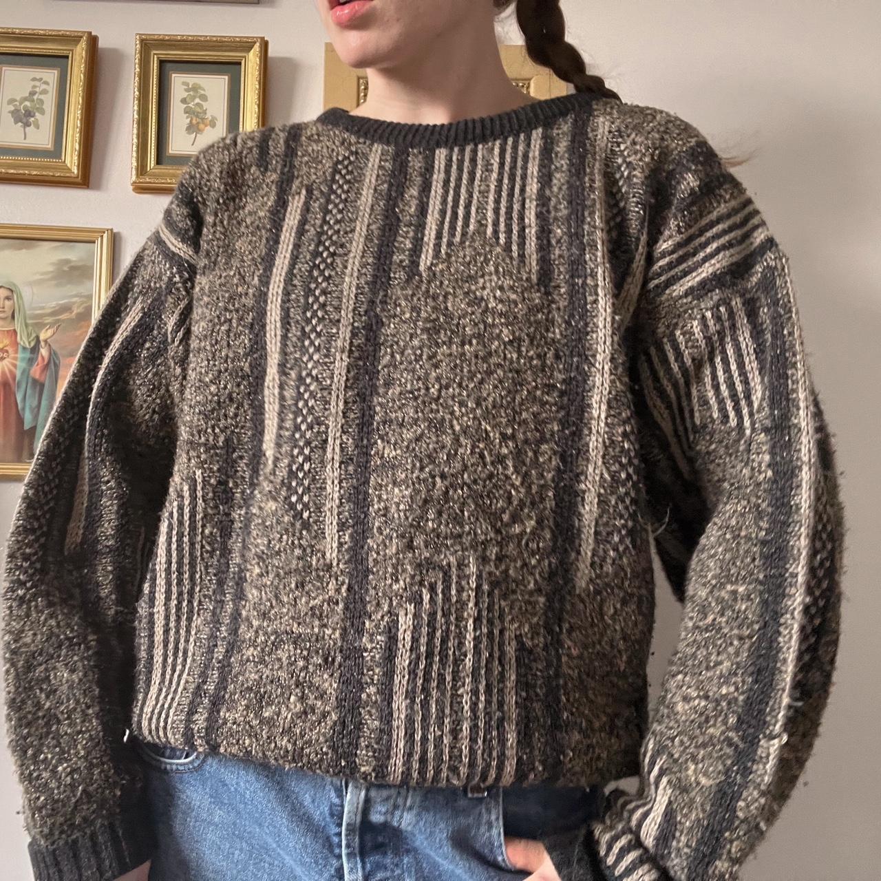 Chunky dark 80's knit sweater (L)