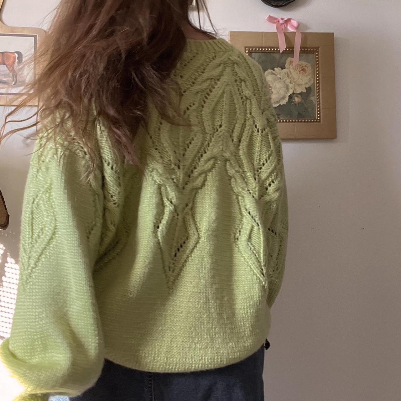 Crisp apple green chunky knit (L)