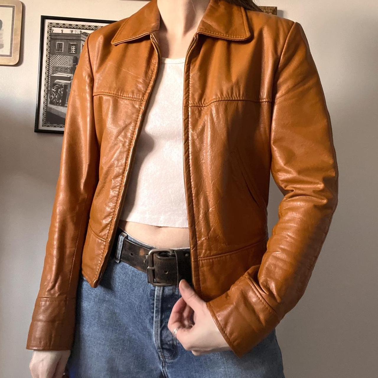 Caramel vintage leather jacket (S)