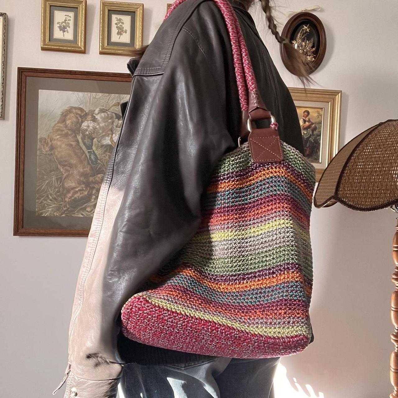 Slouchy rainbow tote bag