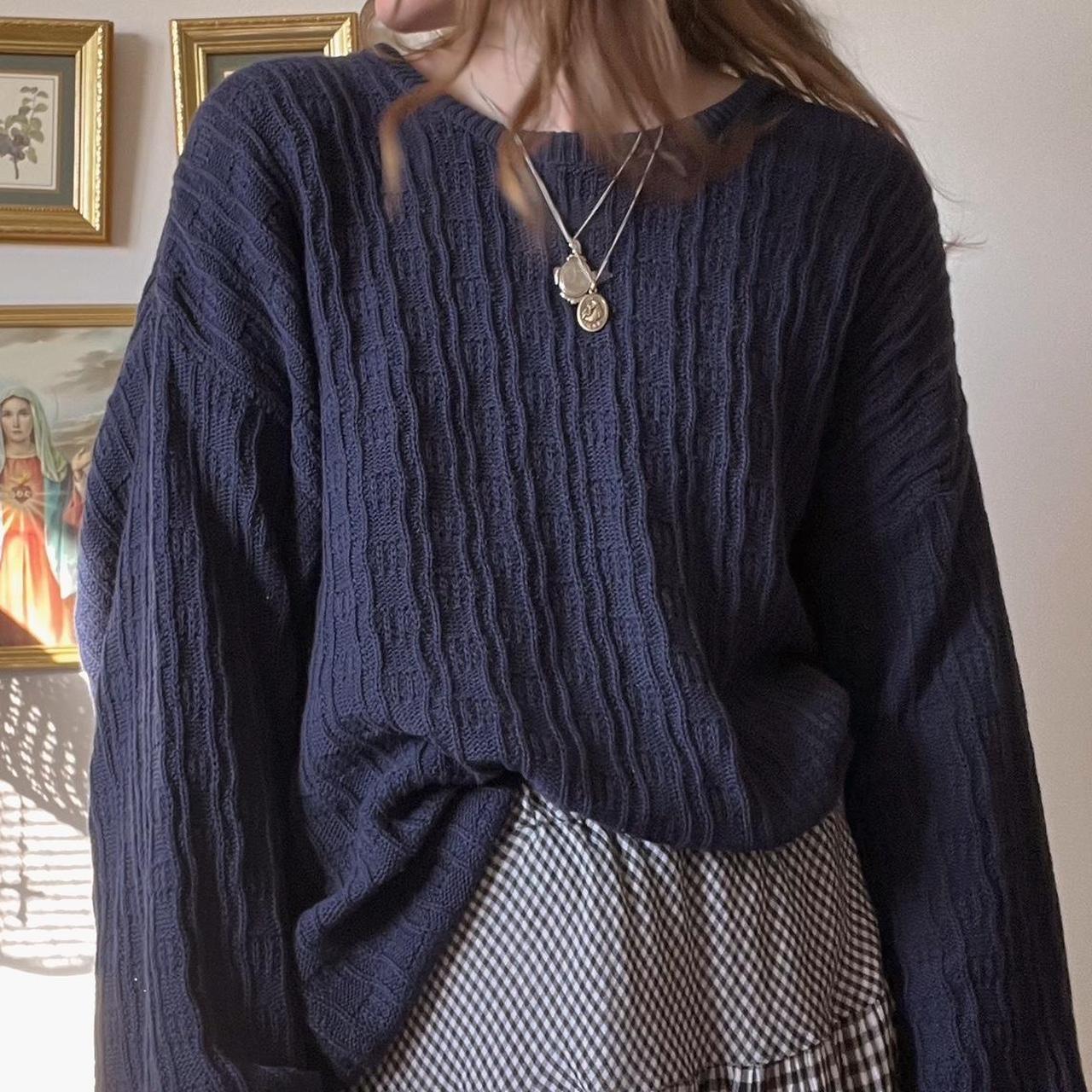 Vintage slouchy blue wave knit sweater (M/L)