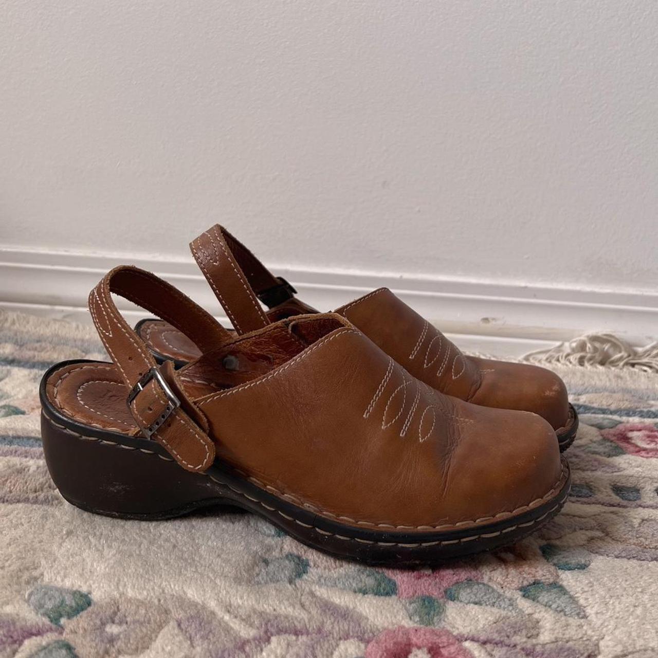 Brown leather western clogs (8)