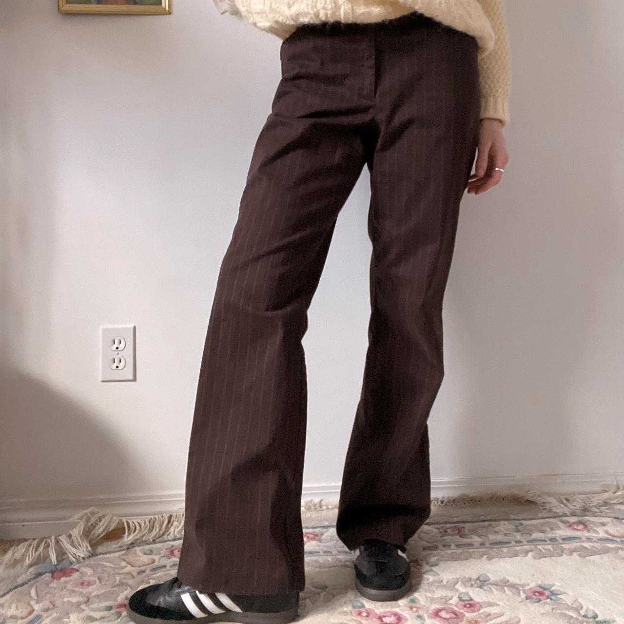 Brown pinstripe flare trousers (30')