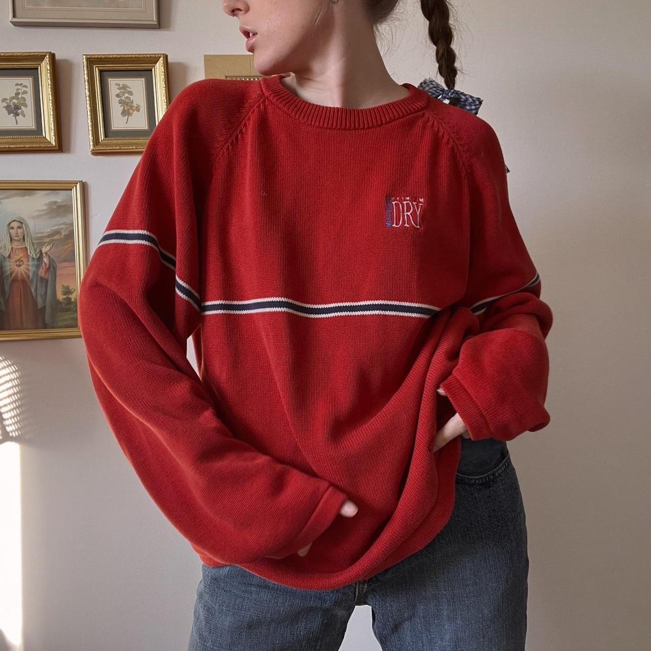 Red stripe knit sweater (XL)