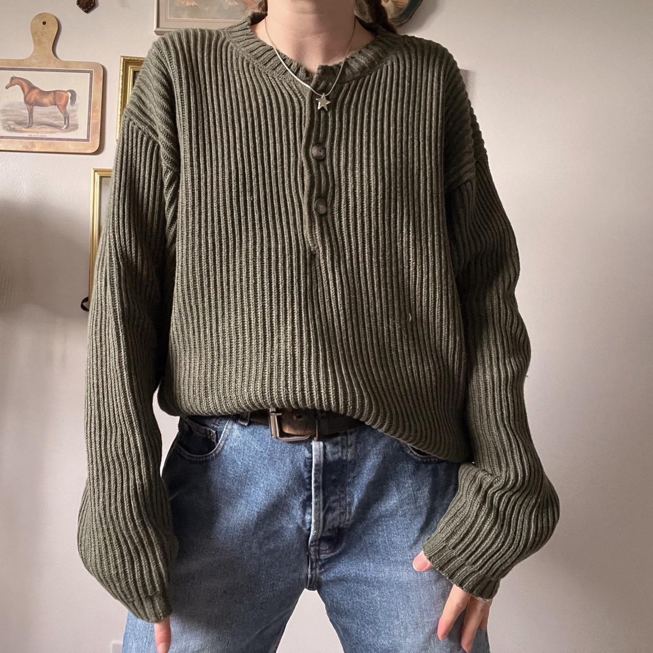 Oversized chunky green knit sweater (XL)